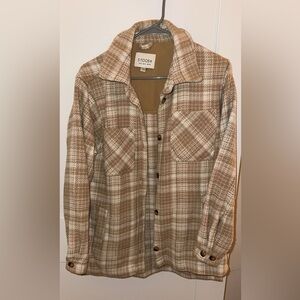 Stoosh Beige and Cream Textured Shacket Jacket